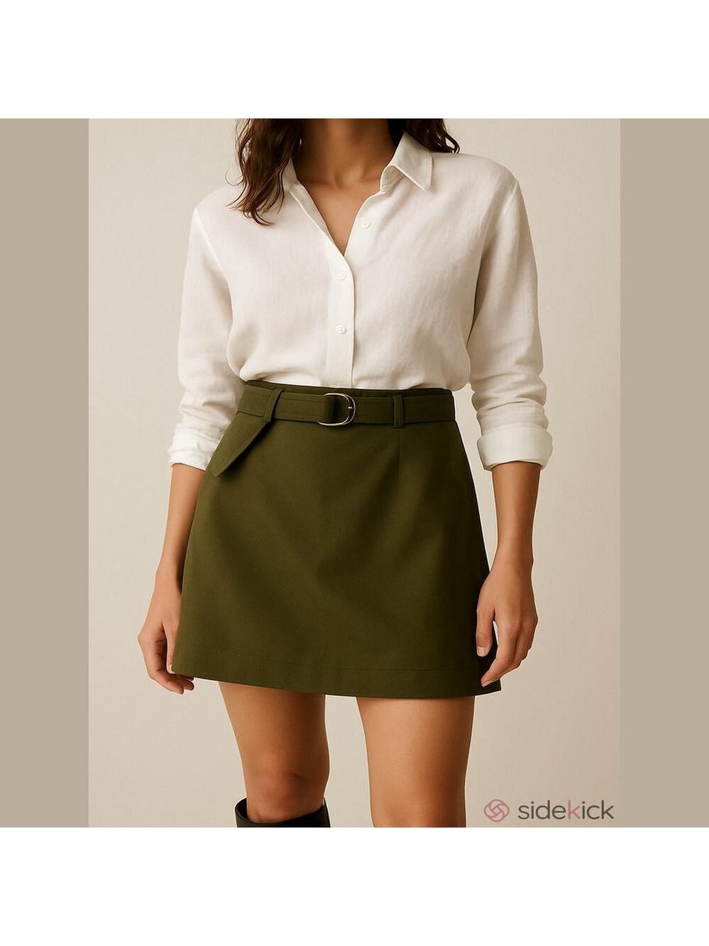 NWT size 14 Ann Taylor green cargo belted skirt